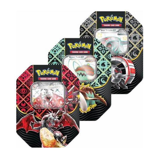 Pokemon TCG: Paldean Fates Tin - Great  Tusk/Iron Treads/Charizard x4 Packs